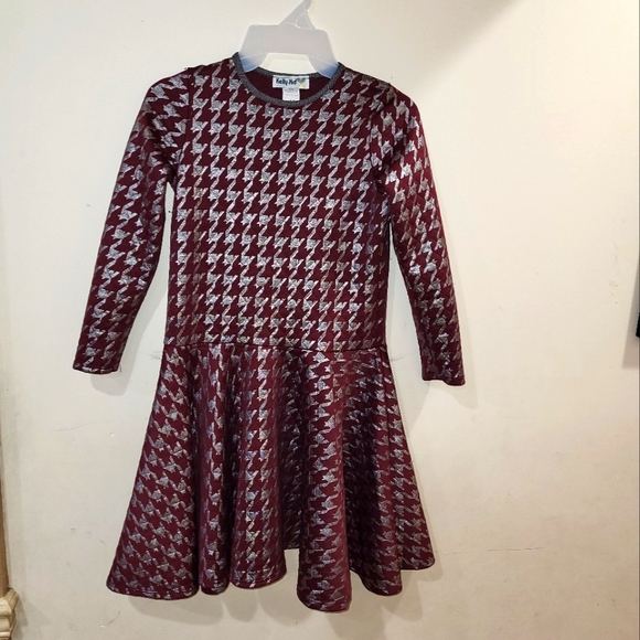 Girls dress by KELLY'S KIDS  Size 10 Color Burgundy and Silver - Picture 1 of 3